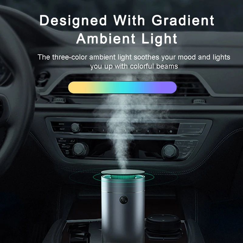 Car Diffuser Humidifier Auto Air Purifier Aromo Air Freshener with LED Light For Car Aroma Aromatherapy Diffuser